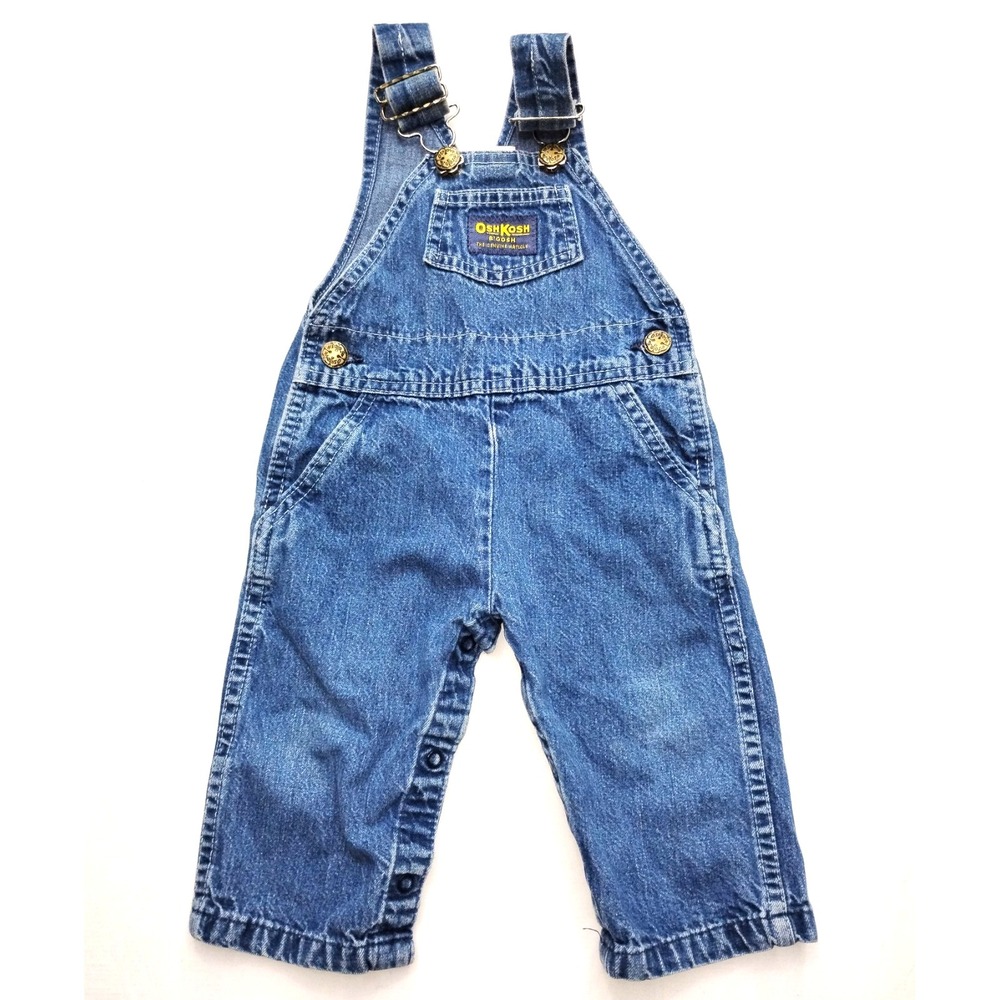 OshKosh Vestback Overalls Kids Size 12 Mos Baby Vintage Made In USA Denim